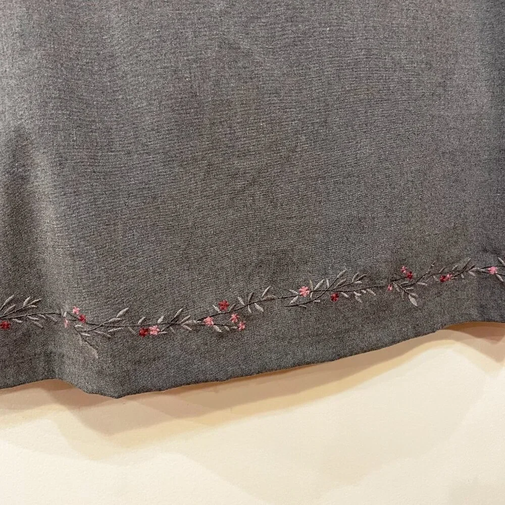 EUC Vintage Gap Embroidered Midi Skirt Gray Pink 10, Medium